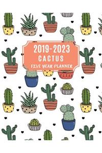 2019-2023 Cactus Five Year Planner: 60 Months Calendar, Monthly Schedule Organizer with Inspirational Quotes