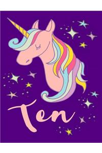 Magical Unicorn 10th Birthday Lined Notebook