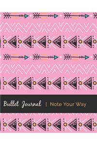Dot Grid Bullet Journal, Daily Dated Notebook Diary, Pretty Tribal Bohemian Ethic Pattern: Large Quarterly Bullet Journal Blank Pages with Number, 150p, 8x10