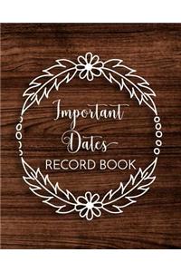 Important Dates Record Book
