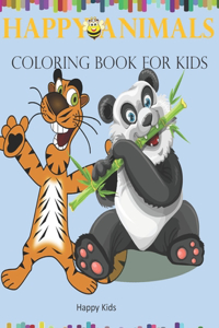 Happy Animals Coloring Book for Kids