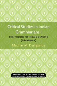 Critical Studies in Indian Grammarians I