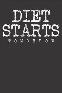 Notebook: Diet New Year Resolution Starts Tomorrow Dot Grid 6x9 120 Pages Journal