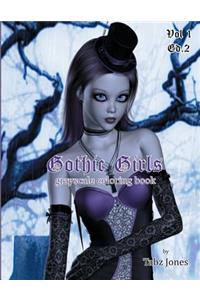 Gothic Girls Grayscale Coloring Book