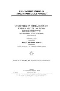 Full committee hearing on small business energy priorities