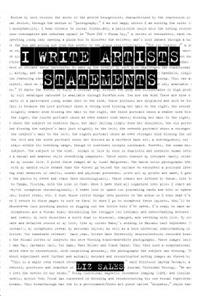 I Write Artist Statements