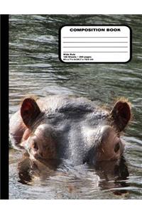 Hippopotamus Composition Notebook 200 Wide Ruled Pages 9 3/4