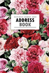 Address Book: Red Rose - A Happiness Address Book **With A-Z Tabs** Address, Phone, Email, Emergency Contact, Birthday