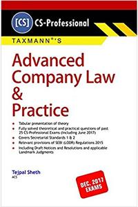 Advanced Company Law & Practice (CS-Professional) (For December 2017 Exams)