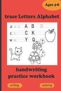 trace letters Alphabet Handwriting practice Workbook for kids 4-8