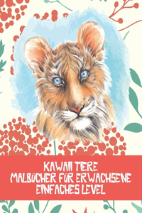 Malbücher für Erwachsene - Einfaches Level - Kawaii Tiere