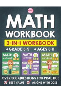 Math Workbook Practice Grade 3-5 (Ages 8-11)