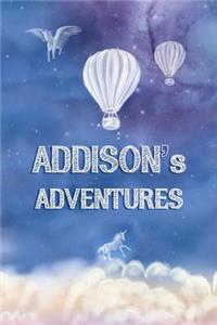 Addison's Adventures: A Softcover Personalized Keepsake Journal for Baby, Custom Diary, Writing Notebook with Lined Pages