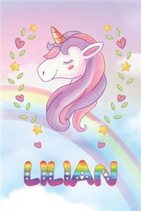 Lilian: Lilian Unicorn Notebook Rainbow Journal 6x9 Personalized Customized Gift For Someones Surname Or First Name is Lilian