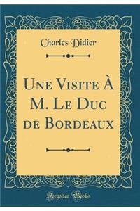 Une Visite Ã? M. Le Duc de Bordeaux (Classic Reprint)