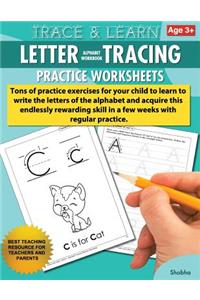 Trace & Learn Letters Alphabet Tracing Workbook Practice Worksheets