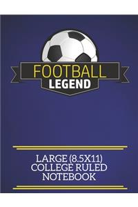 Football Legend Large (8.5x11) College Ruled Notebook