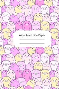 Cute Baby Pig Theme Wide Ruled Line Paper