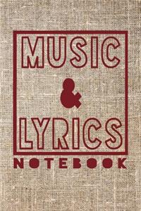 Music and Lyrics Notebook with a background of tissu