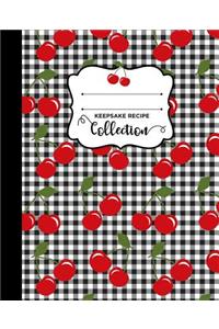 Retro Cherry Gingham Blank Keepsake Recipe Book Cookbook