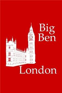 Big Ben in London - Lined Notebook with Red Cover