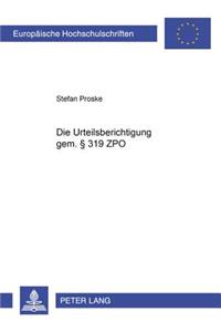 Die Urteilsberichtigung gem. § 319 ZPO