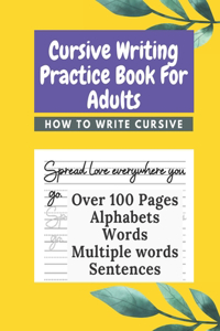 Cursive Writing Practice Book For Adults How To Write Cursive