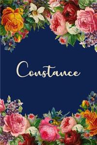 Constance: Personalized Name Floral Design Matte Soft Cover Notebook Journal to Write In. 120 Blank Lined Pages