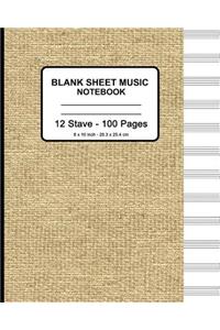 Blank Sheet Music Notebook - Faux Burlap