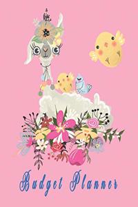 Cute Pink Floral Llama Budget Planner