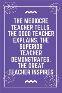 The mediocre teacher tells. The good teacher explains. The superior teacher demonstrates. The great teacher inspires