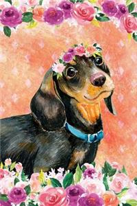 Journal Notebook For Dog Lovers Black and Tan Dachshund In Flowers 5