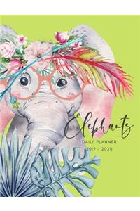 2019 2020 15 Months Elephant Watercolor Daily Planner