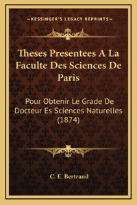 Theses Presentees A La Faculte Des Sciences De Paris