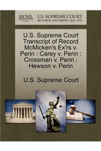 U.S. Supreme Court Transcript of Record McMicken's Ex'rs V. Perin