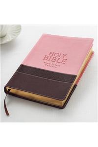 KJV Large Print Lux-Leather Brown/Pink