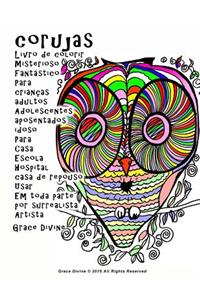 corujas Livro de colorir Misterioso Fantástico Para crianças adultos Adolescentes aposentados idoso Para Casa Escola Hospital casa de repouso Usar Em toda parte por surrealista Artista Grace Divine