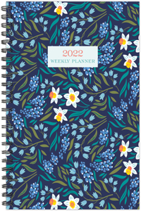Blue Flowers Floral 6.5 X 8.5 Softcover Weekly Planner