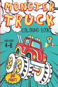 Monster Truck Coloring Book Kids Ages 4-8 Big Print !