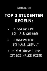 Notizbuch Top 3 Studenten Regeln