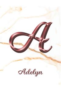 Adelyn: 1 Year Weekly Planner with Note Pages (12 Months) - White Marble Rose Gold Pink Effect Letter A - 2020 - 2021 - Week Planning - Monthly Appointment 