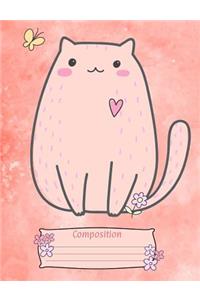 Cute Cat with Flowers Composition Notebook