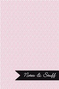 Notes & Stuff - Lined Notebook with Pale Pink Key Maze Pattern Cover