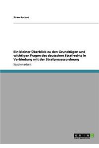 Ein kleiner Überblick zu den Grundzügen und wichtigen Fragen des deutschen Strafrechts in Verbindung mit der Strafprozessordnung