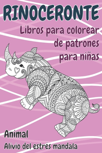 Libros para colorear de patrones para niñas - Alivio del estrés Mandala - Animal - Rinoceronte