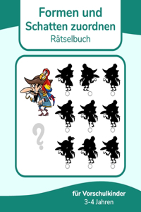 Formen und Schatten zuordnen Rätselbuch für Vorschulkinder 3-4 Jahren