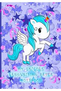 My Unicorn Handwriting Paper Notebook