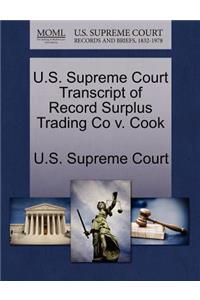 U.S. Supreme Court Transcript of Record Surplus Trading Co V. Cook