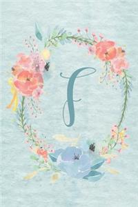 2020 Weekly Calendar Planner - Letter F - Light Blue and Pink Floral Design