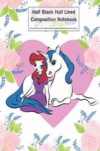 Half Blank Half Lined Composition Notebook